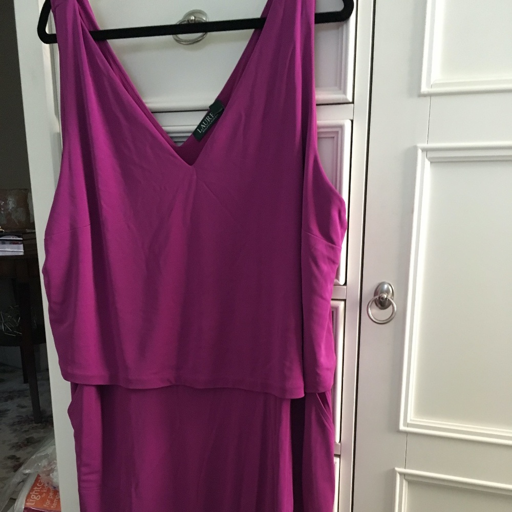 LAUREN RALPH LAUREN Dress NWT Purple Sleeveless Layered w/ Pockets Plus Size 3X - Picture 10 of 16